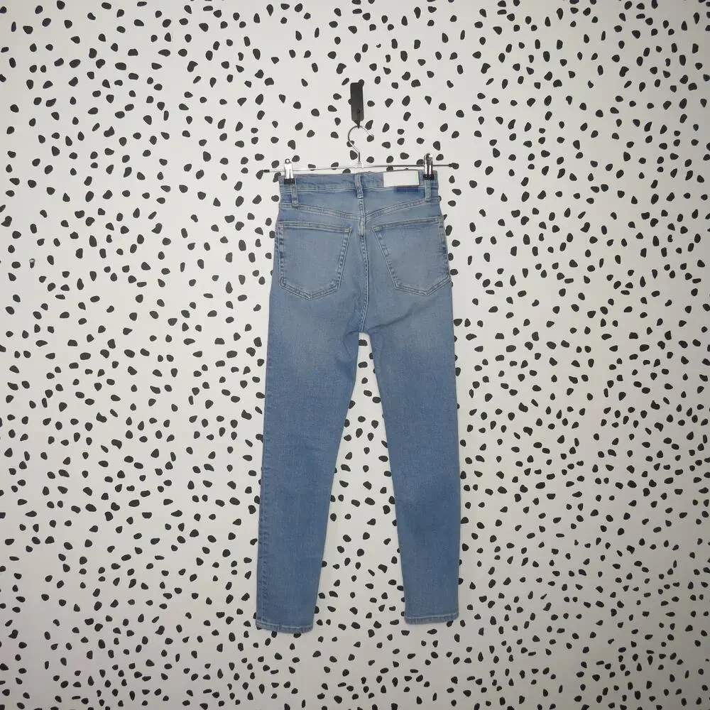 Re/Done Originals Light Wash Denim 90’s High Rise Skinny Ankle Crop Jeans - Picture 6 of 13